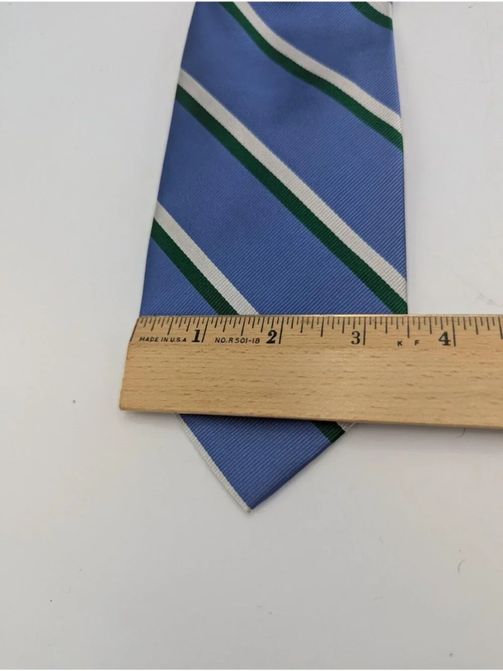 J Crew Tie Mens Blue Green Stripe Silk Slim Skinny Necktie Business Formal